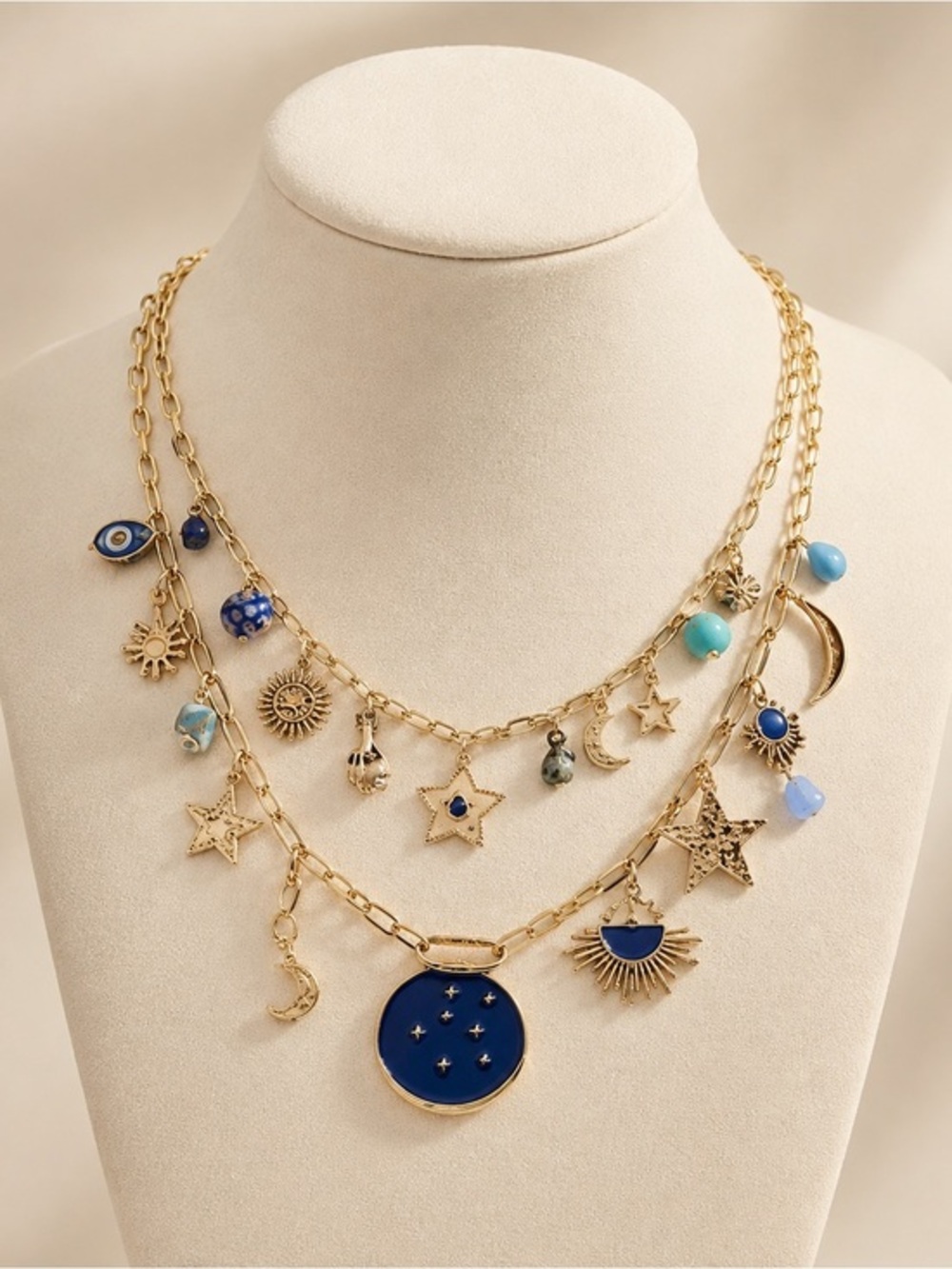 Free People Maxamillion Charm Necklace Stargirl Celestial Layered Gold Sold Out